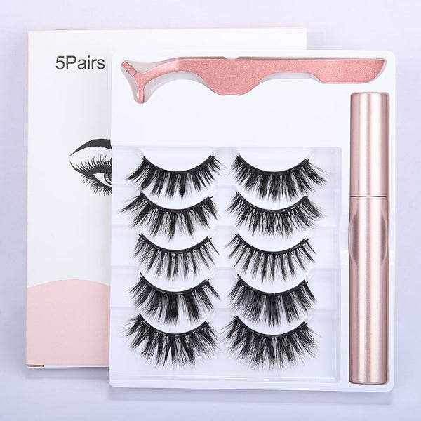 5 Pairs Magnetic Eyelashs Set Magnet Liquid Eyeliner & Magnetic Lashes & Tweezer Set Waterproof Long Lasting Faux Cils | Vimost Shop.