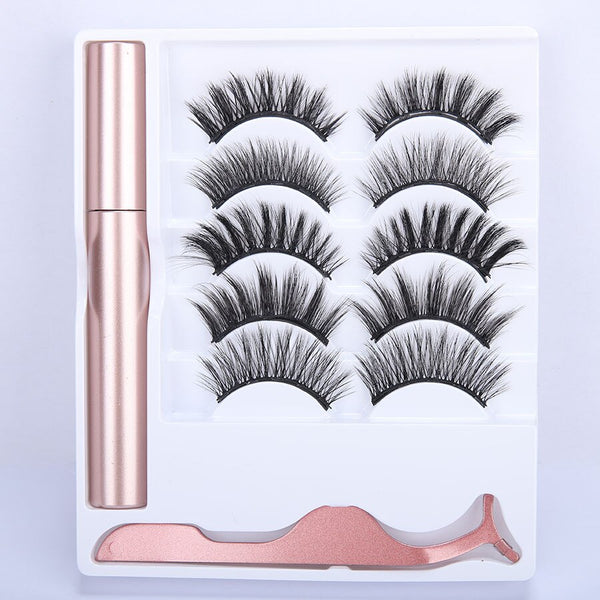 5 Pairs Magnetic Eyelashs Set Magnet Liquid Eyeliner & Magnetic Lashes & Tweezer Set Waterproof Long Lasting Faux Cils | Vimost Shop.