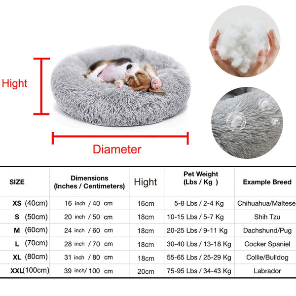 Soft Pet Dog Bed Round Winter warm Long Plush Dog House Cushion Cat Beds Mats Sofa for Samll large Dogs kennel Pet supplies | Vimost Shop.