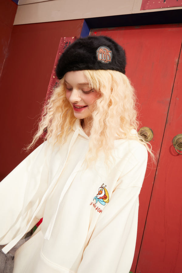 Monkey King Embroidery Casual Oversize Hoodies Sweatshirt Women,Spring Full Sleeve Korean Female,Daily Teddy Top