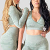 3Pcs Yoga Set Sport Suits Gym Wear Seamless Sportswear Workout Leggings Sports Bra Long Sleeves Crop Tops Fitness Clothing | Vimost Shop.