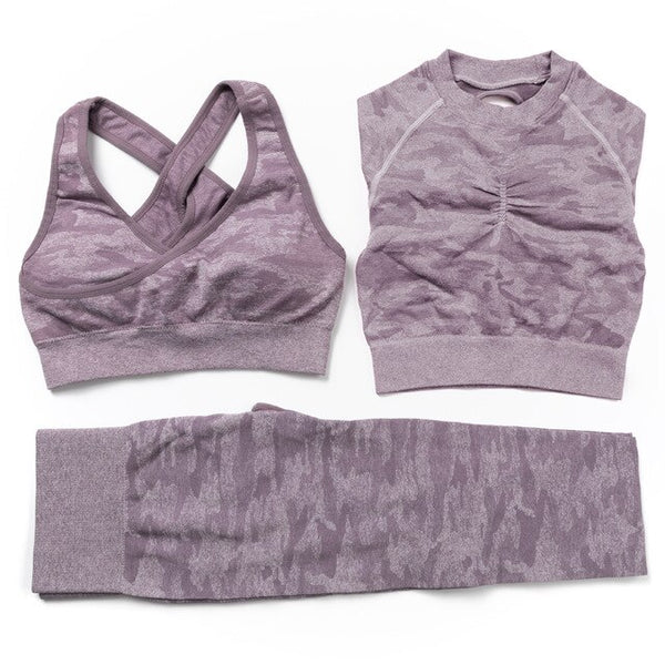 3Pcs Yoga Set Sport Suits Gym Wear Seamless Sportswear Workout Leggings Sports Bra Long Sleeves Crop Tops Fitness Clothing | Vimost Shop.