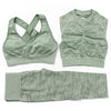 3Pcs Yoga Set Sport Suits Gym Wear Seamless Sportswear Workout Leggings Sports Bra Long Sleeves Crop Tops Fitness Clothing | Vimost Shop.