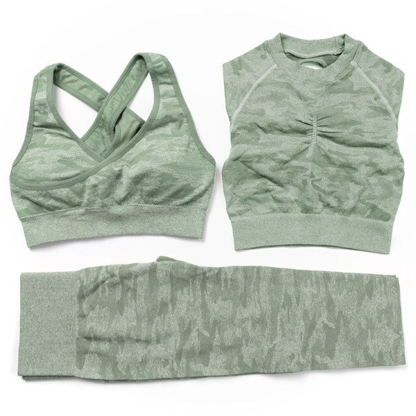 3Pcs Yoga Set Sport Suits Gym Wear Seamless Sportswear Workout Leggings Sports Bra Long Sleeves Crop Tops Fitness Clothing | Vimost Shop.