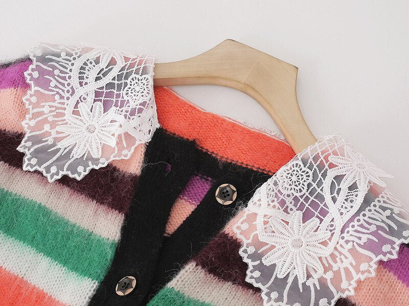 Fall Winter Oversize Thick Warm Knit Cardigan Mohair O-Neck Button Long Sleeve Fluffy Mid-Length Knitted Women Sweater