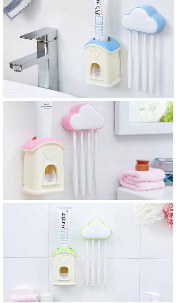 Cloud Toothbrush Holder Multifunction Toothpaste Toothbrush Storage Bathroom Accessories Child Convenient Toothpaste Dispenser | Vimost Shop.