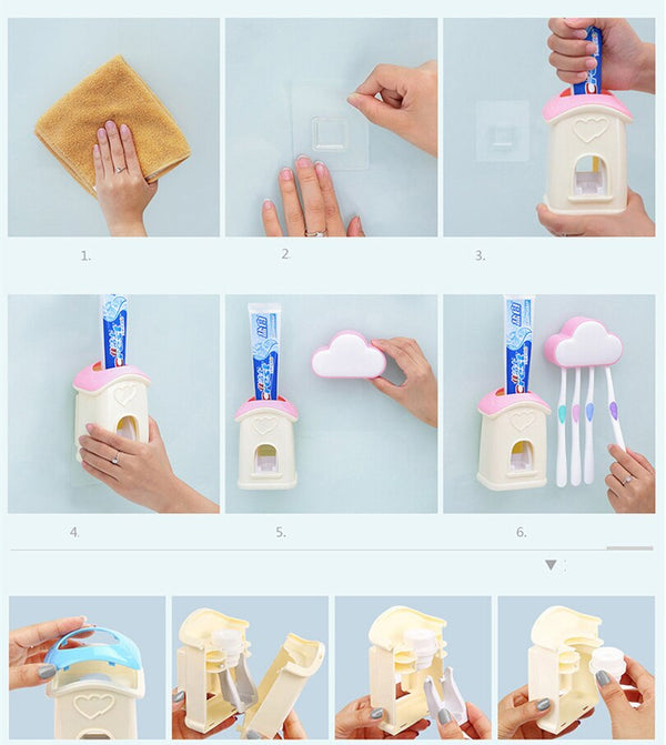 Cloud Toothbrush Holder Multifunction Toothpaste Toothbrush Storage Bathroom Accessories Child Convenient Toothpaste Dispenser | Vimost Shop.