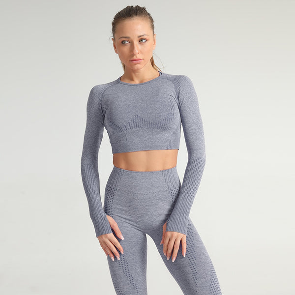 Yoga Shirts Women Long Sleeves Crop Tops Gym Clothing Workout Sportswear Running Tank Tops Sports T-shirts Fitness Tracksuit | Vimost Shop.