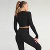 Yoga Crop Tops Women Long Sleeve Running Shirts Sport T-shirts Workout Tanks Fitness Sportswear Gym Clothing Seamless Cropped | Vimost Shop.