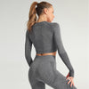 Yoga Crop Tops Women Long Sleeve Running Shirts Sport T-shirts Workout Tanks Fitness Sportswear Gym Clothing Seamless Cropped | Vimost Shop.