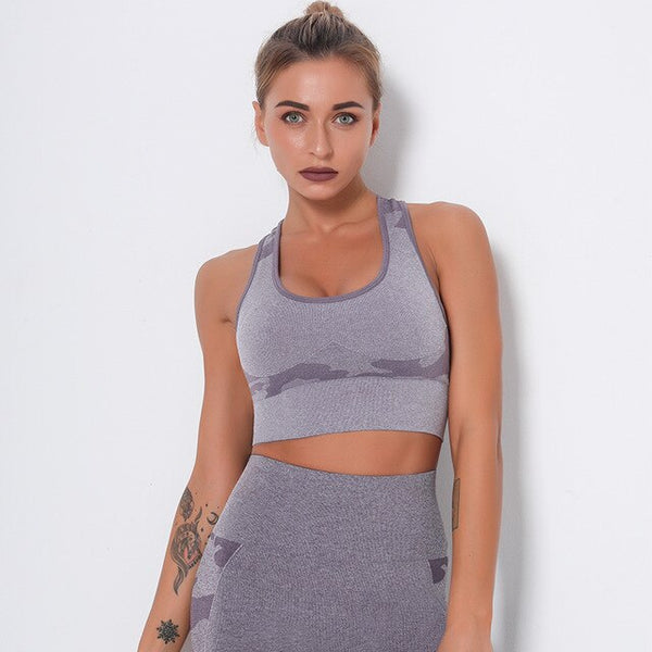 Women Sports Bra Shockproof Padded Yoga Bras Gym Athletic Sportswear Workout Tops Running Brassiere Camouflage Fitness Brallete | Vimost Shop.