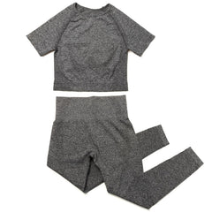 Yoga Sets Short Crop Tops Sport Pants Workout Shirts Gym Clothing Leggings Running Suits Fitness Outfits 2 Piece Sportswear