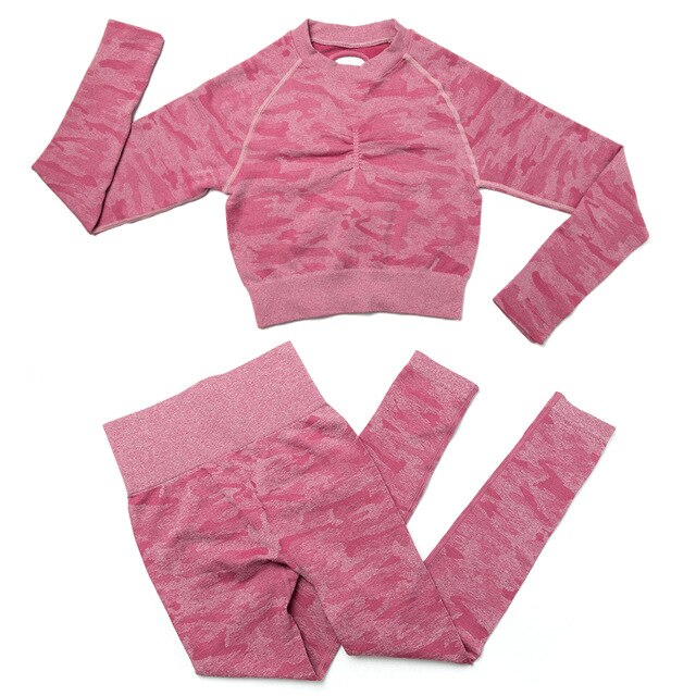 3Pcs Yoga Set Sport Suits Gym Wear Seamless Sportswear Workout Leggings Sports Bra Long Sleeves Crop Tops Fitness Clothing | Vimost Shop.