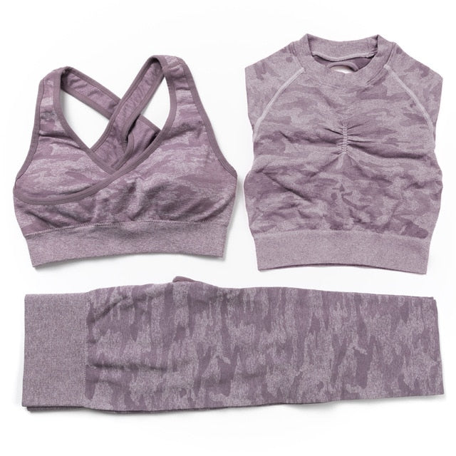 3Pcs Yoga Set Sport Suits Gym Wear Seamless Sportswear Workout Leggings Sports Bra Long Sleeves Crop Tops Fitness Clothing | Vimost Shop.