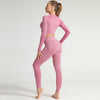 Yoga Set Women 2pcs Sport Suit Gymwear Workout Outfits Long Sleeve Fitness Crop Top High Waist Seamless Leggings Sportswear | Vimost Shop.