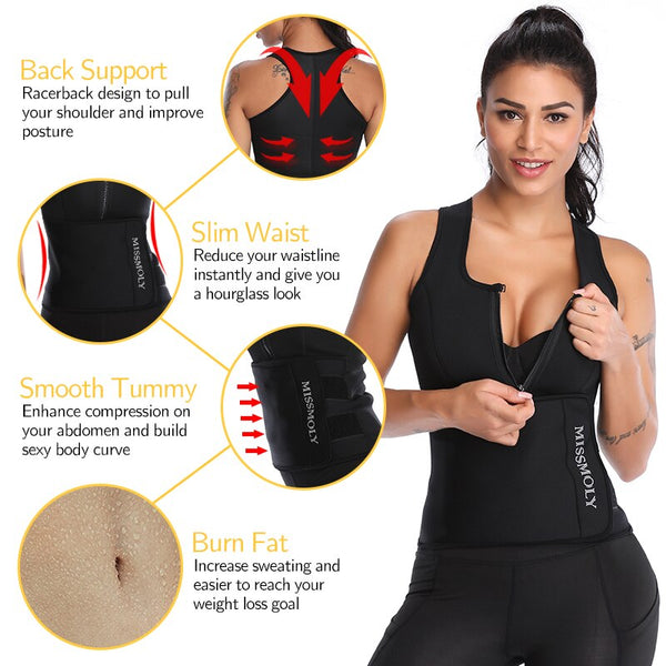 Women Slimming Body Shaper Waist Trainer Vest Compression Shirts Weight Loss Corset Sweat Sauna Suit Workout Tank Tops Shapewear | Vimost Shop.