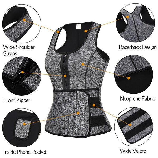 Women Slimming Body Shaper Waist Trainer Vest Compression Shirts Weight Loss Corset Sweat Sauna Suit Workout Tank Tops Shapewear | Vimost Shop.