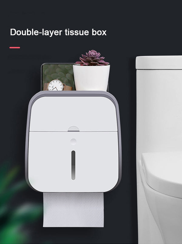 Waterproof Toilet Tissue Box Wall Mount Double Layer Roll Paper Holder Storage Box Drawer Toilet Paper Tray Bathroom Accessories | Vimost Shop.