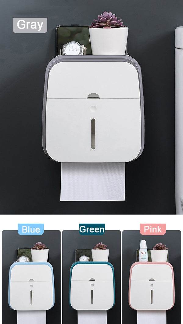 Waterproof Toilet Tissue Box Wall Mount Double Layer Roll Paper Holder Storage Box Drawer Toilet Paper Tray Bathroom Accessories | Vimost Shop.