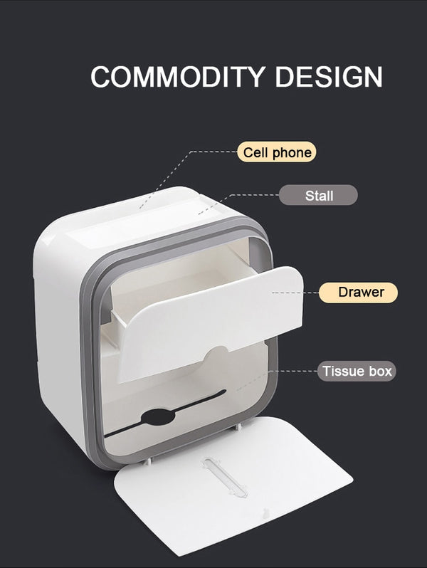 Waterproof Toilet Tissue Box Wall Mount Double Layer Roll Paper Holder Storage Box Drawer Toilet Paper Tray Bathroom Accessories | Vimost Shop.