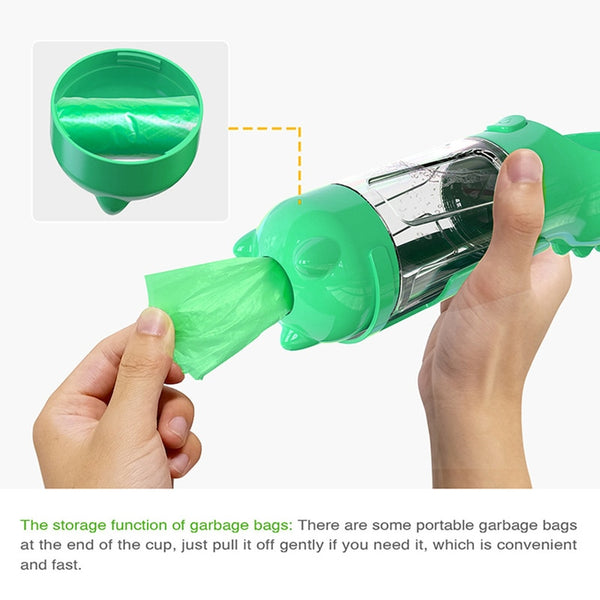 300ML Portable Pet Water Bottle with Poop Shovel Garbage Bags Travel Outdoor Dog Cats Feeders Sport Drinking Water Bottles | Vimost Shop.