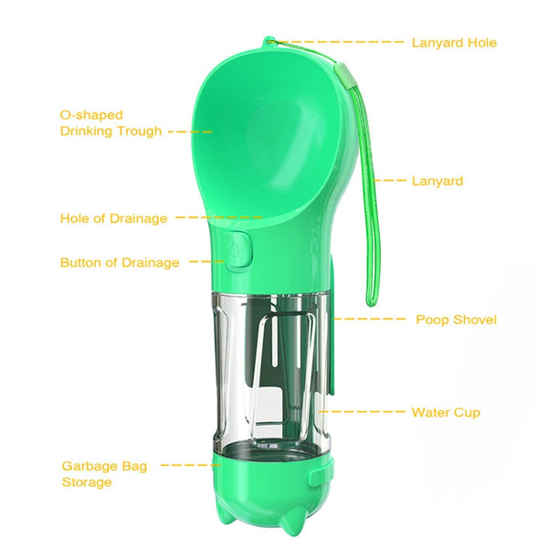300ML Portable Pet Water Bottle with Poop Shovel Garbage Bags Travel Outdoor Dog Cats Feeders Sport Drinking Water Bottles | Vimost Shop.