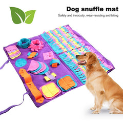 Pet Dog Snuffle Mat Detachable Purple Fleece Pads Training Blanket Dog Mat Relieve Stress Nosework Puzzle Toy 90x90cm