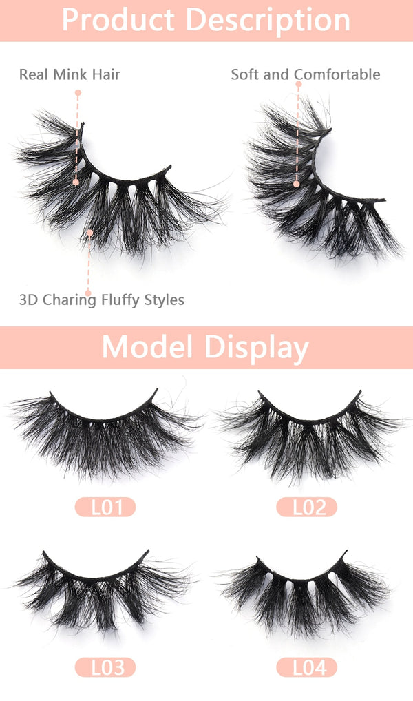 30 Pairs Wholesale 25mm Mink Eyelashes Cruelty Free Dramatic False Lashes Fluffy Long Eye Lash Eyelash Brush In Bulk | Vimost Shop.