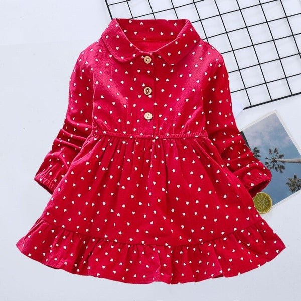 Long Sleeve Girls Dress Spring Fall Casual Kids Clothes for Girl Lovely Heart A-line Children Princess Dresses Toddler Costume | Vimost Shop.