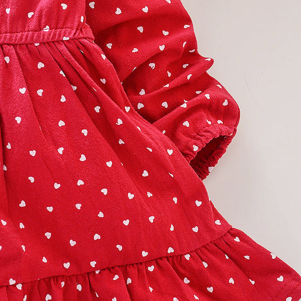 Long Sleeve Girls Dress Spring Fall Casual Kids Clothes for Girl Lovely Heart A-line Children Princess Dresses Toddler Costume | Vimost Shop.