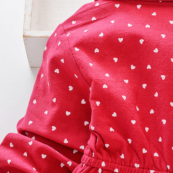 Long Sleeve Girls Dress Spring Fall Casual Kids Clothes for Girl Lovely Heart A-line Children Princess Dresses Toddler Costume | Vimost Shop.