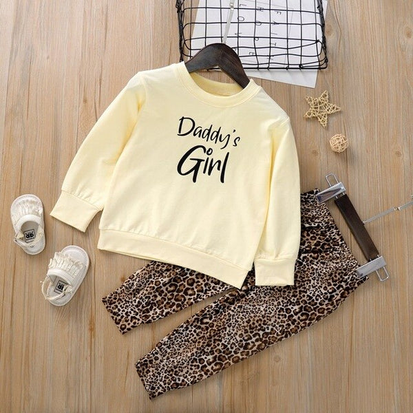 Letter O-neck Sweatshirt Leopard Long Pant Kids Suits for Girl Spring Fall Girls Clothing Set Casual Children Outfits | Vimost Shop.