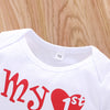 Valentine's Day Baby Set Spring Cotton Infant Girls Clothes Letter Print Bodysuits Pant Headband Newborns Suits | Vimost Shop.