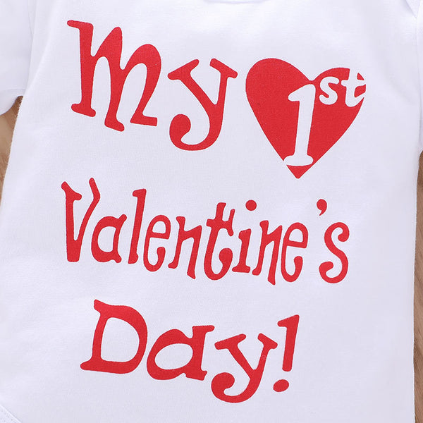 Valentine's Day Baby Set Spring Cotton Infant Girls Clothes Letter Print Bodysuits Pant Headband Newborns Suits | Vimost Shop.