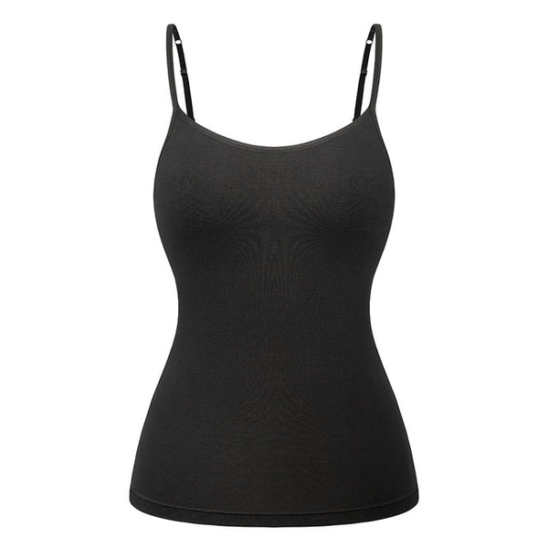 Women's Cotton Camisole with Shelf Bra Adjustable Spaghetti Strap Tank Top Cami Tanks 2/3 Packs Shapewear Body Shaper | Vimost Shop.