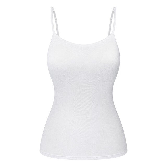 Women's Cotton Camisole with Shelf Bra Adjustable Spaghetti Strap Tank Top Cami Tanks 2/3 Packs Shapewear Body Shaper | Vimost Shop.