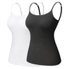 Women's Cotton Camisole with Shelf Bra Adjustable Spaghetti Strap Tank Top Cami Tanks 2/3 Packs Shapewear Body Shaper | Vimost Shop.