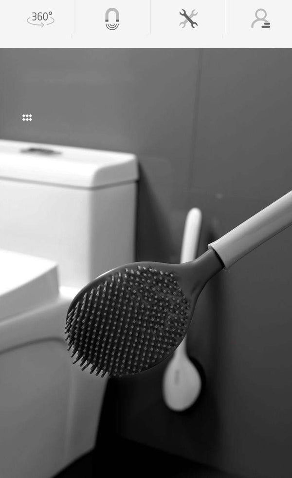 Toilet Brush Silicone  Holder Wall-mount Toilet Brush Set For Bathroom WC Cleaning Tools Corner Cleaning Bathroom Set | Vimost Shop.