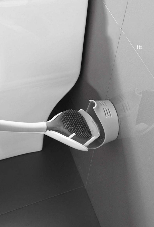 Toilet Brush Silicone  Holder Wall-mount Toilet Brush Set For Bathroom WC Cleaning Tools Corner Cleaning Bathroom Set | Vimost Shop.