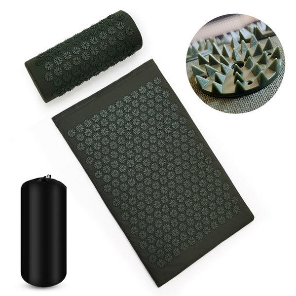 Professional Acupuncture Massage Cushion with Pillow Relieve Body Pain Stress Yoga Mat Set for Neck Waist Back Massage | Vimost Shop.