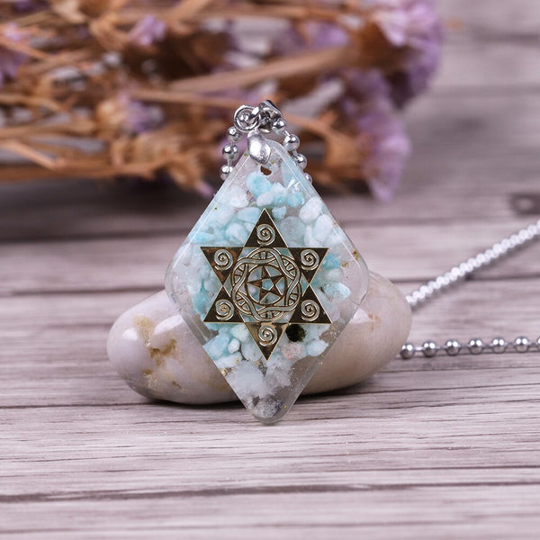 NNatural Amazonite Orgonite Energy Pendant For Women Orgone Necklace Converter Reiki Healing Jewelry | Vimost Shop.