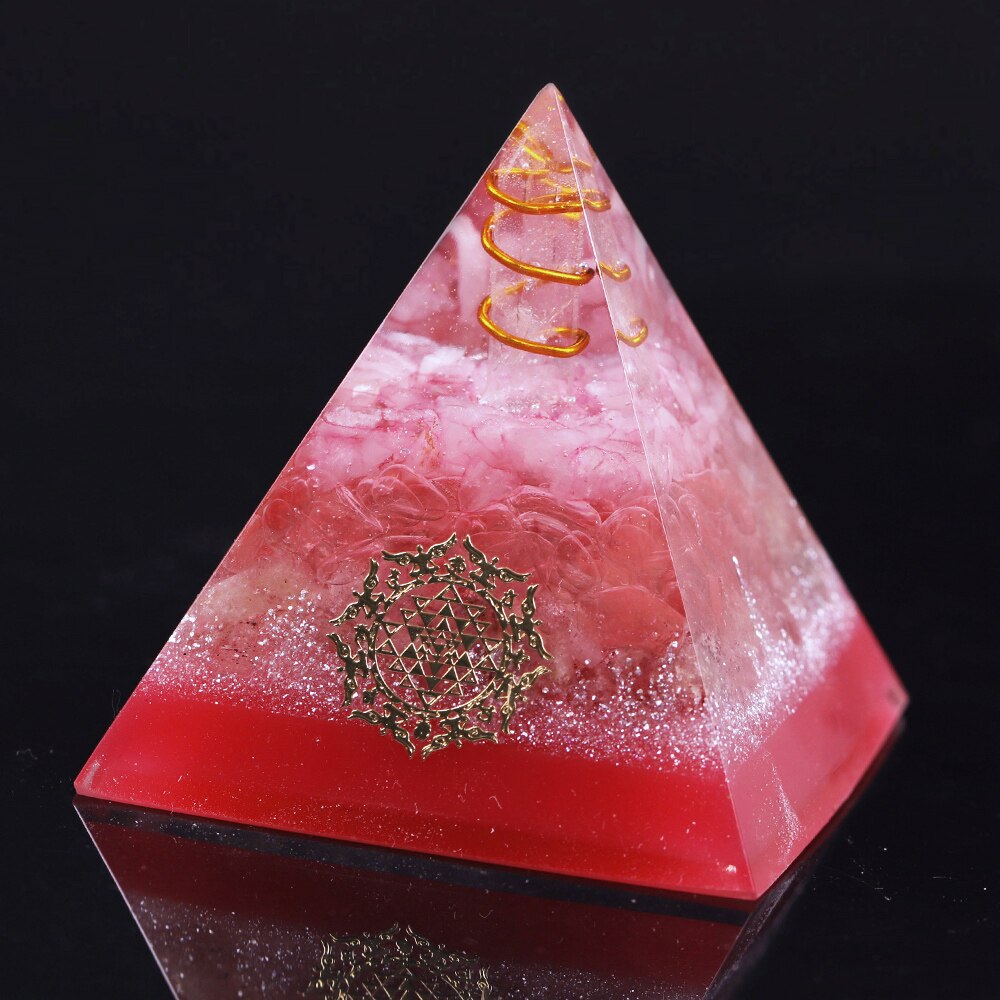 Orgonite Energy Generator Pyramid With Strawberry Crystal For Emf Protection Healing Calming Balance Meditation Aid | Vimost Shop.