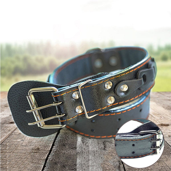 Pet Dog Collar Durable Leather Neck Strap Soft PU Leather Necklace Personalized Adjustable Collars for Large Dogs Pet Supplies | Vimost Shop.