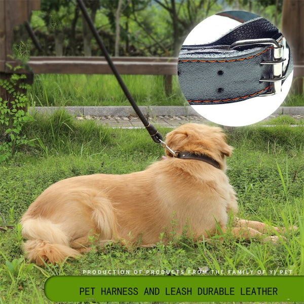 Pet Dog Collar Durable Leather Neck Strap Soft PU Leather Necklace Personalized Adjustable Collars for Large Dogs Pet Supplies | Vimost Shop.