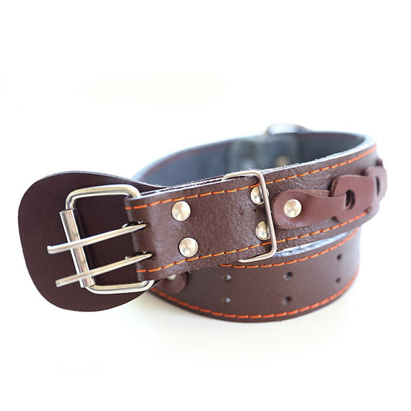 Pet Dog Collar Durable Leather Neck Strap Soft PU Leather Necklace Personalized Adjustable Collars for Large Dogs Pet Supplies | Vimost Shop.