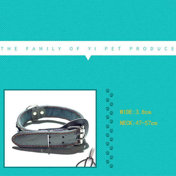 Pet Dog Collar Durable Leather Neck Strap Soft PU Leather Necklace Personalized Adjustable Collars for Large Dogs Pet Supplies | Vimost Shop.