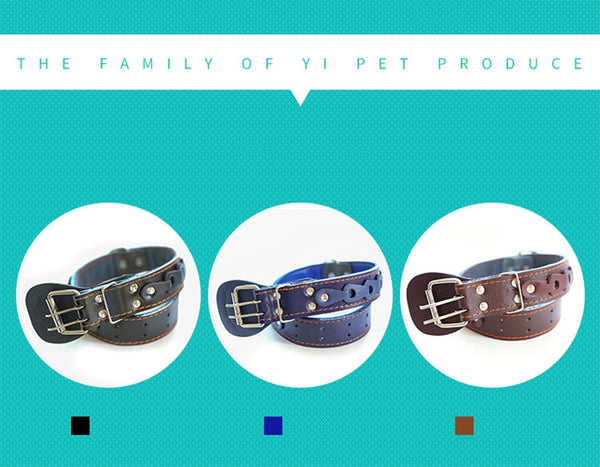 Pet Dog Collar Durable Leather Neck Strap Soft PU Leather Necklace Personalized Adjustable Collars for Large Dogs Pet Supplies | Vimost Shop.