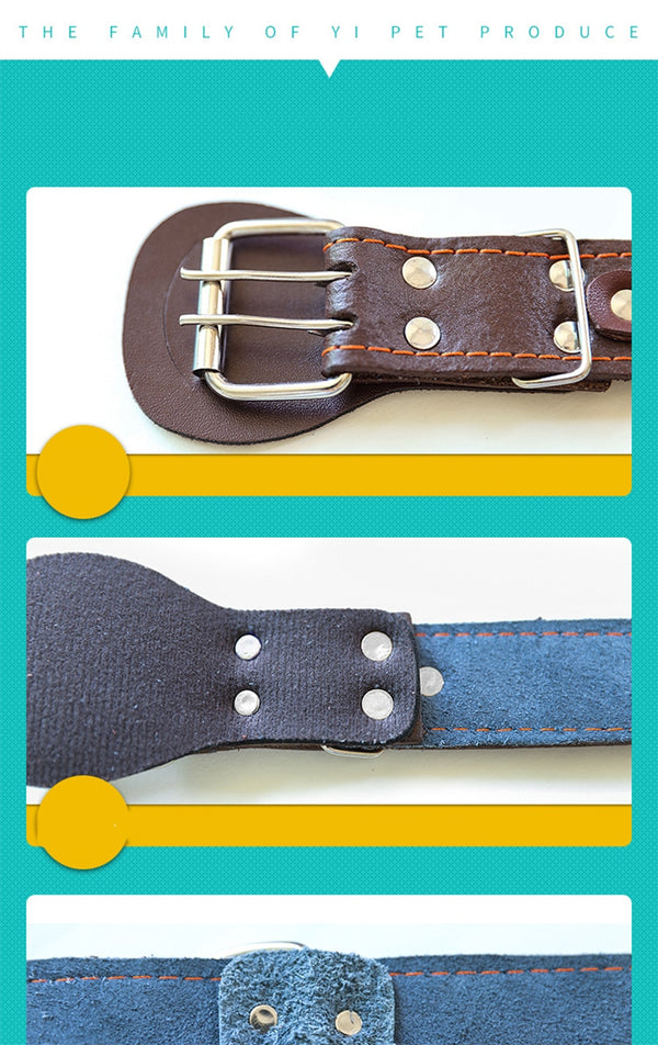 Pet Dog Collar Durable Leather Neck Strap Soft PU Leather Necklace Personalized Adjustable Collars for Large Dogs Pet Supplies | Vimost Shop.
