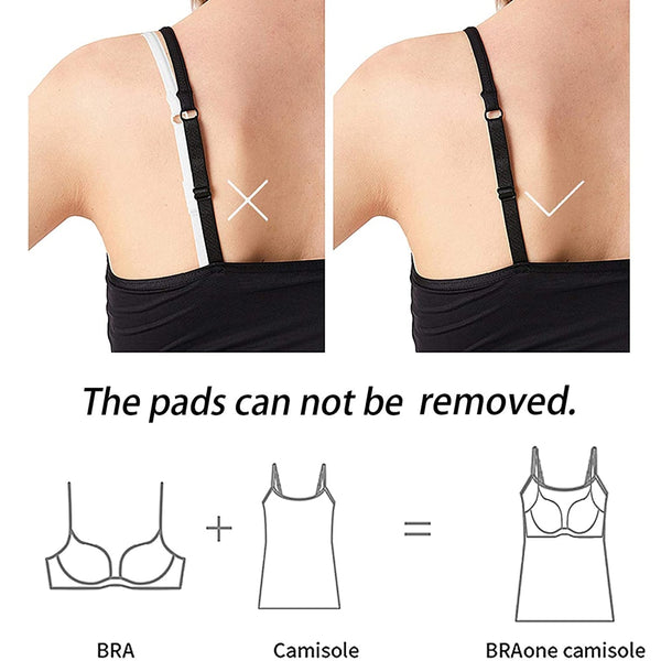 Women's Cotton Camisole with Shelf Bra Adjustable Spaghetti Strap Tank Top Cami Tanks 2/3 Packs Shapewear Body Shaper | Vimost Shop.