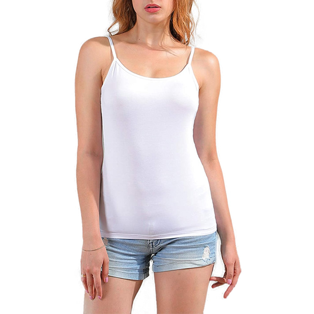 Women's Cotton Camisole with Shelf Bra Adjustable Spaghetti Strap Tank Top Cami Tanks 2/3 Packs Shapewear Body Shaper | Vimost Shop.